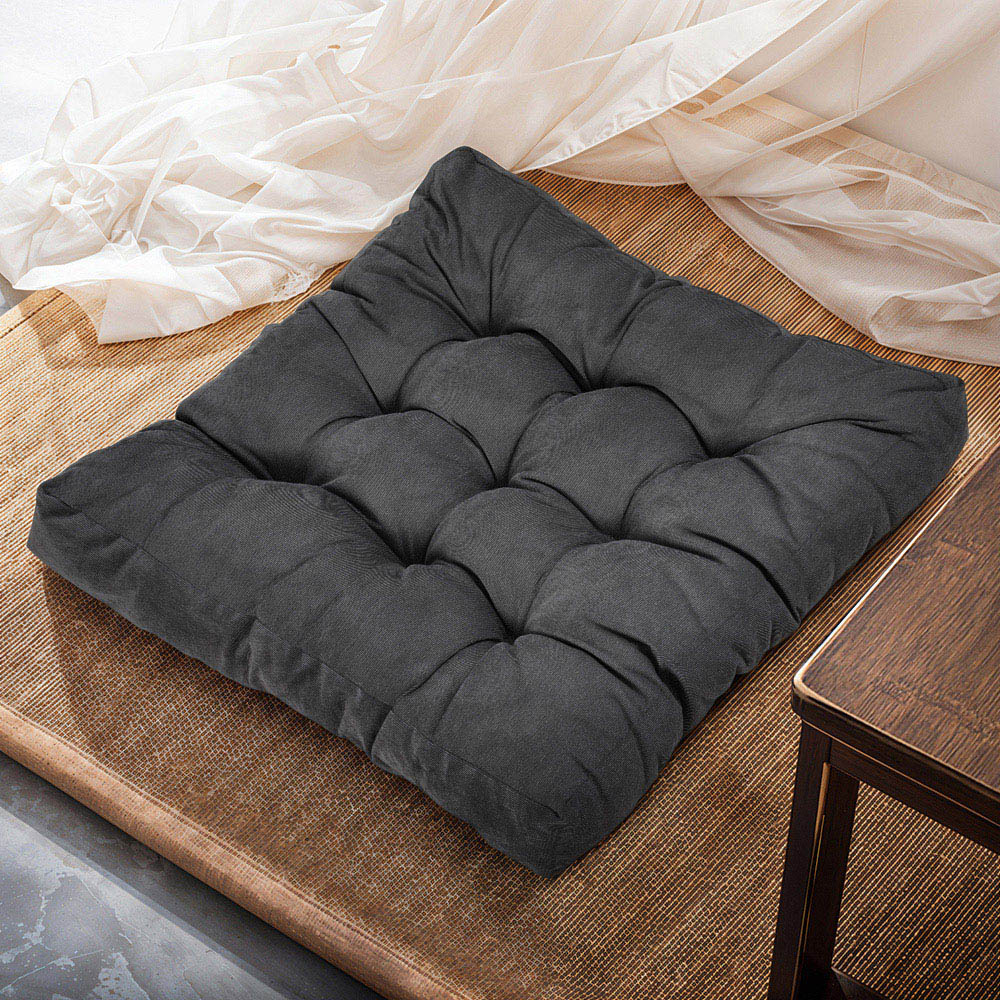 Living and Home Dark Coffee Soft Corduroy Chair Cushion 55 x 55cm Image 2