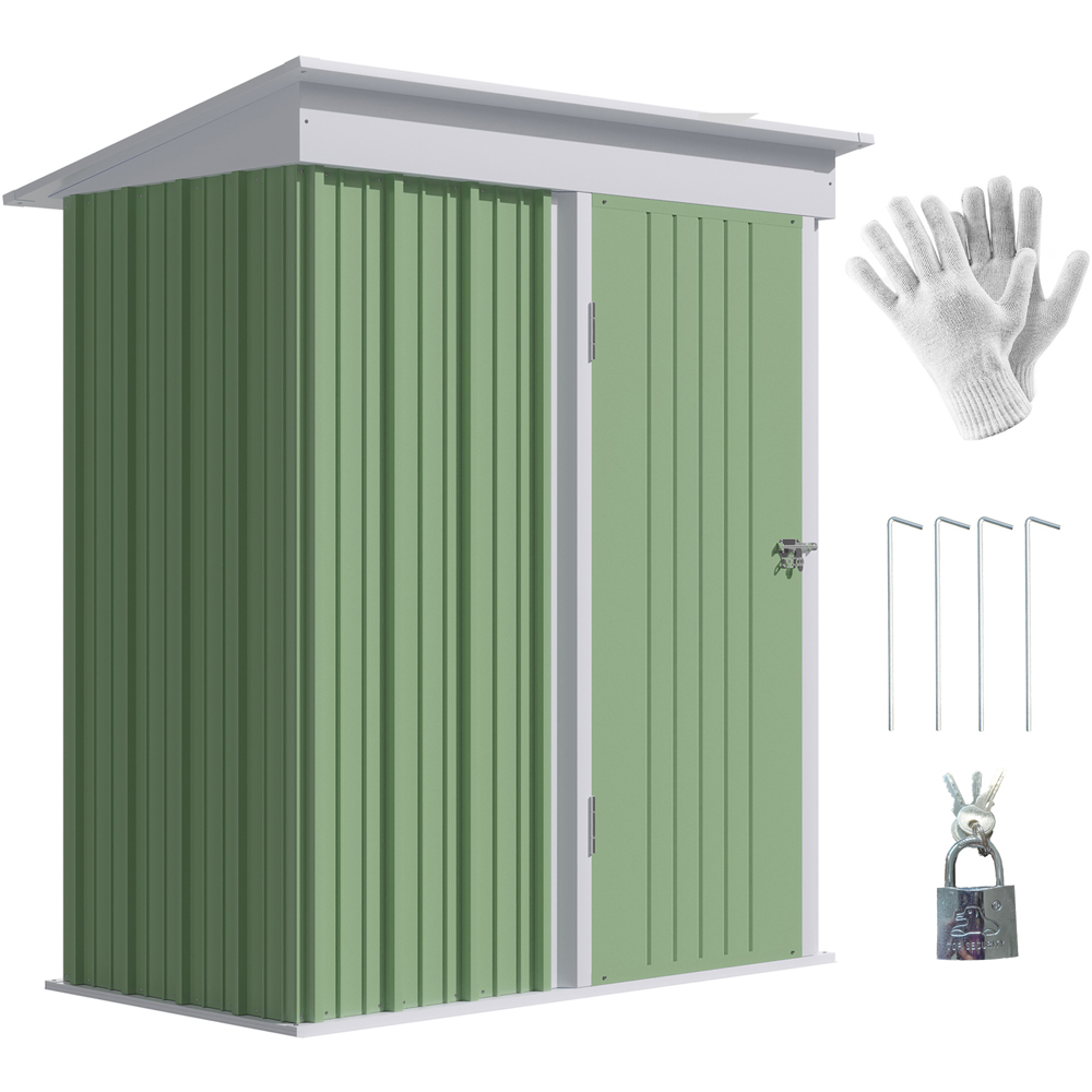 Outsunny 5 x 3ft Green Storage Metal Shed Image 1