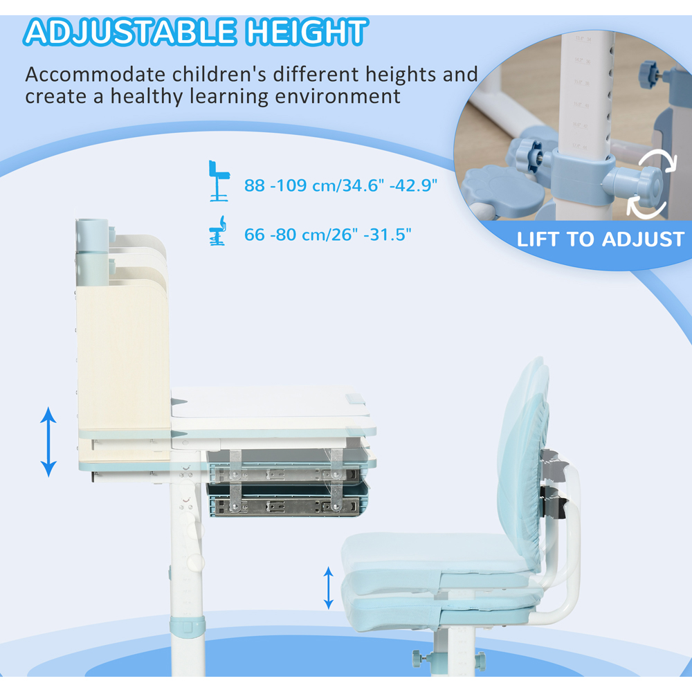 Playful Haven 2 Piece Kids Desk and Chair Set Blue Image 3