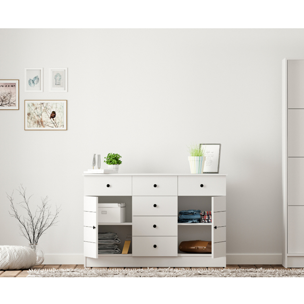 Evu SABRO 2 Door 6 Drawer White Sideboard Image 6