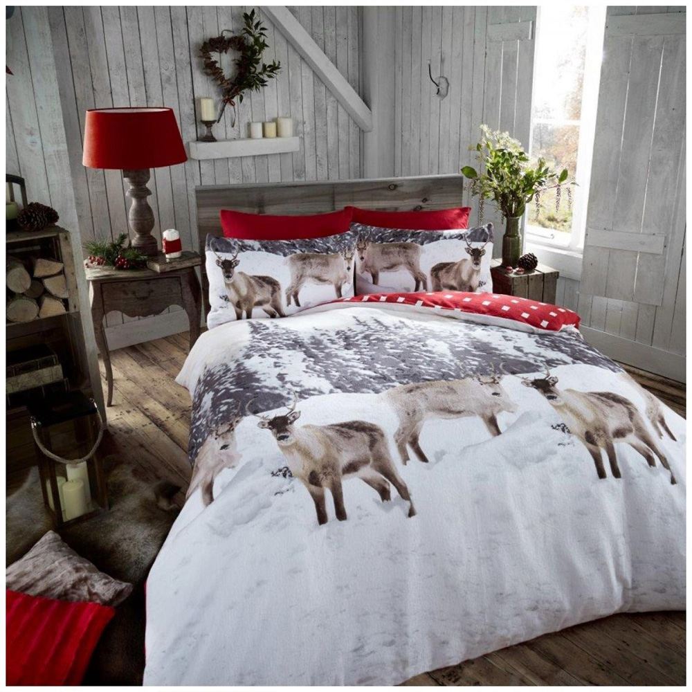 Smart Living Double Snow Reindeer Flannelette Duvet Set Image 4