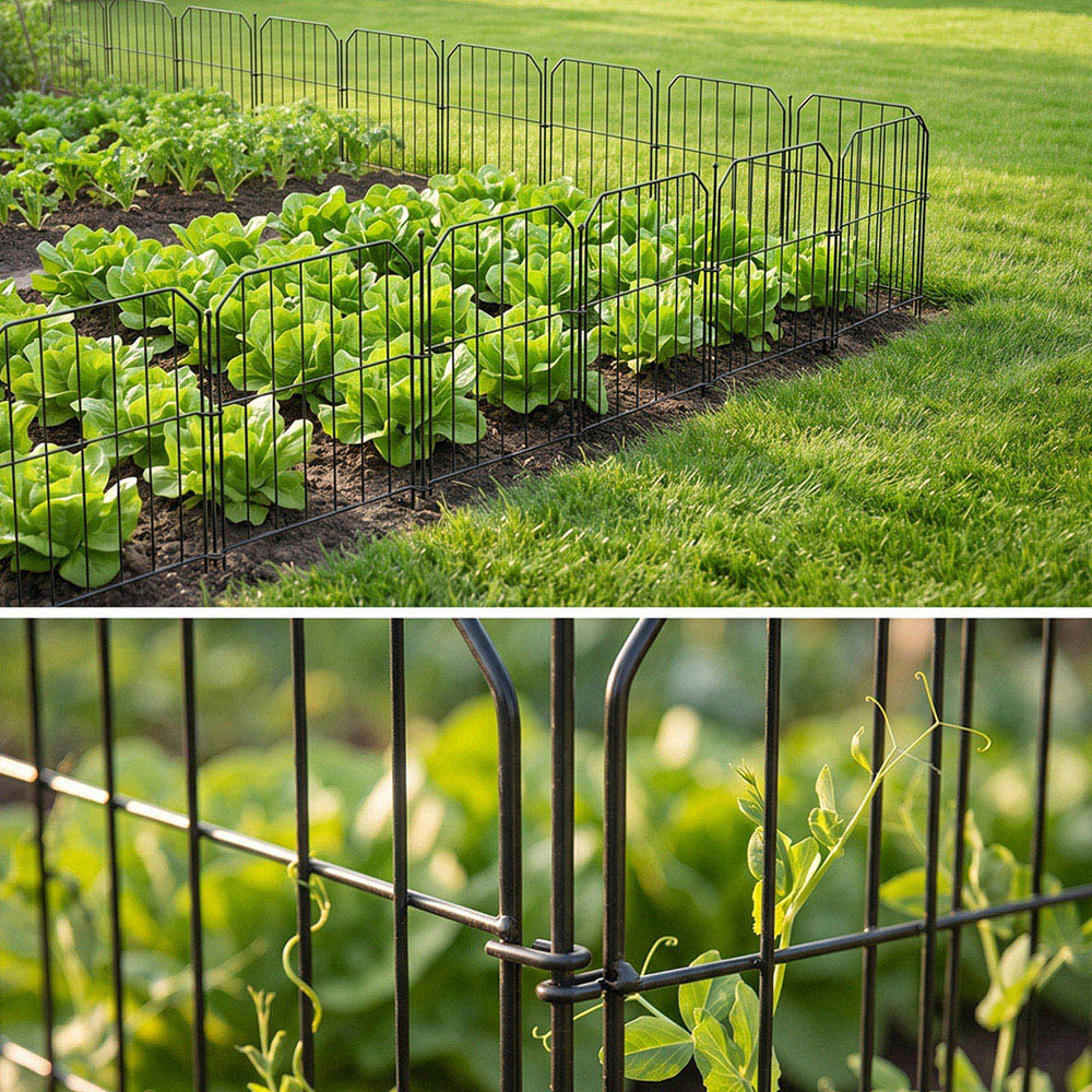 Living and Home Wave Design 1.3ft 10 Pack Metal Garden Fence Panel Image 3