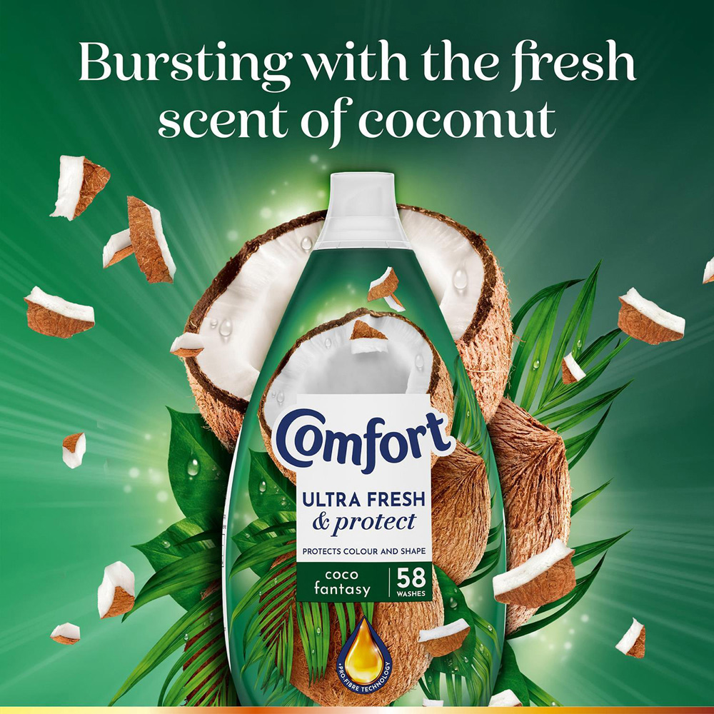 Comfort Ultra Fresh and Protect Coco Fantasy Fabric Conditioner 58 Washes 870ml 6 Pack Image 6