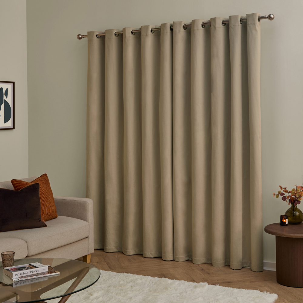 Furn The Ultimate Mocha Velvet Blackout Eyelet Curtains 168 x 137cm Image 2