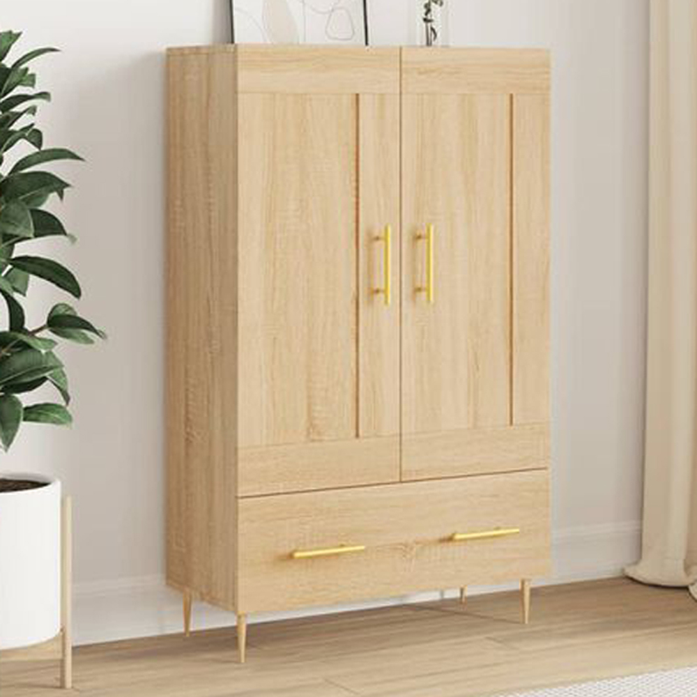 vidaXL 2 Door Single Drawer Sonoma Oak Highboard Image 1