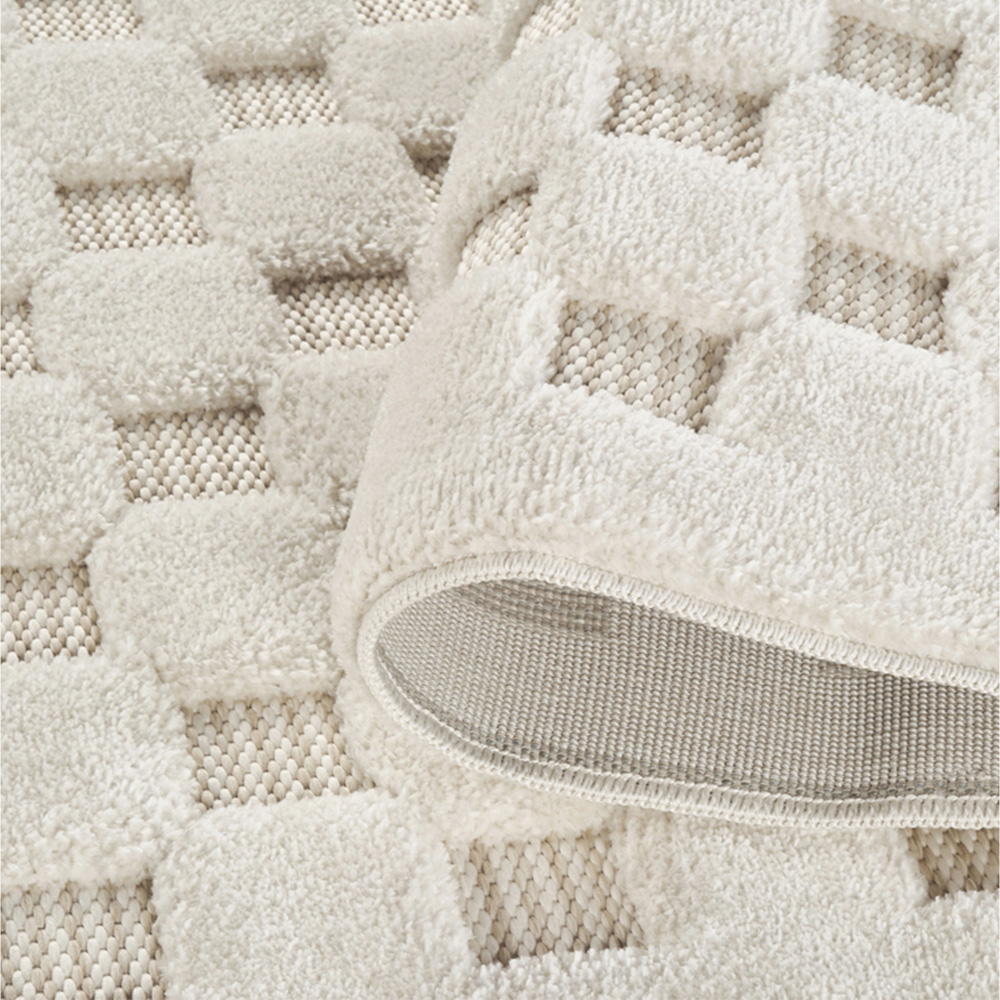 Freya Living Room Area Rug Contemporary 3D Embossed Modern Cubed Design - Cream 160cm x 230cm Image 3
