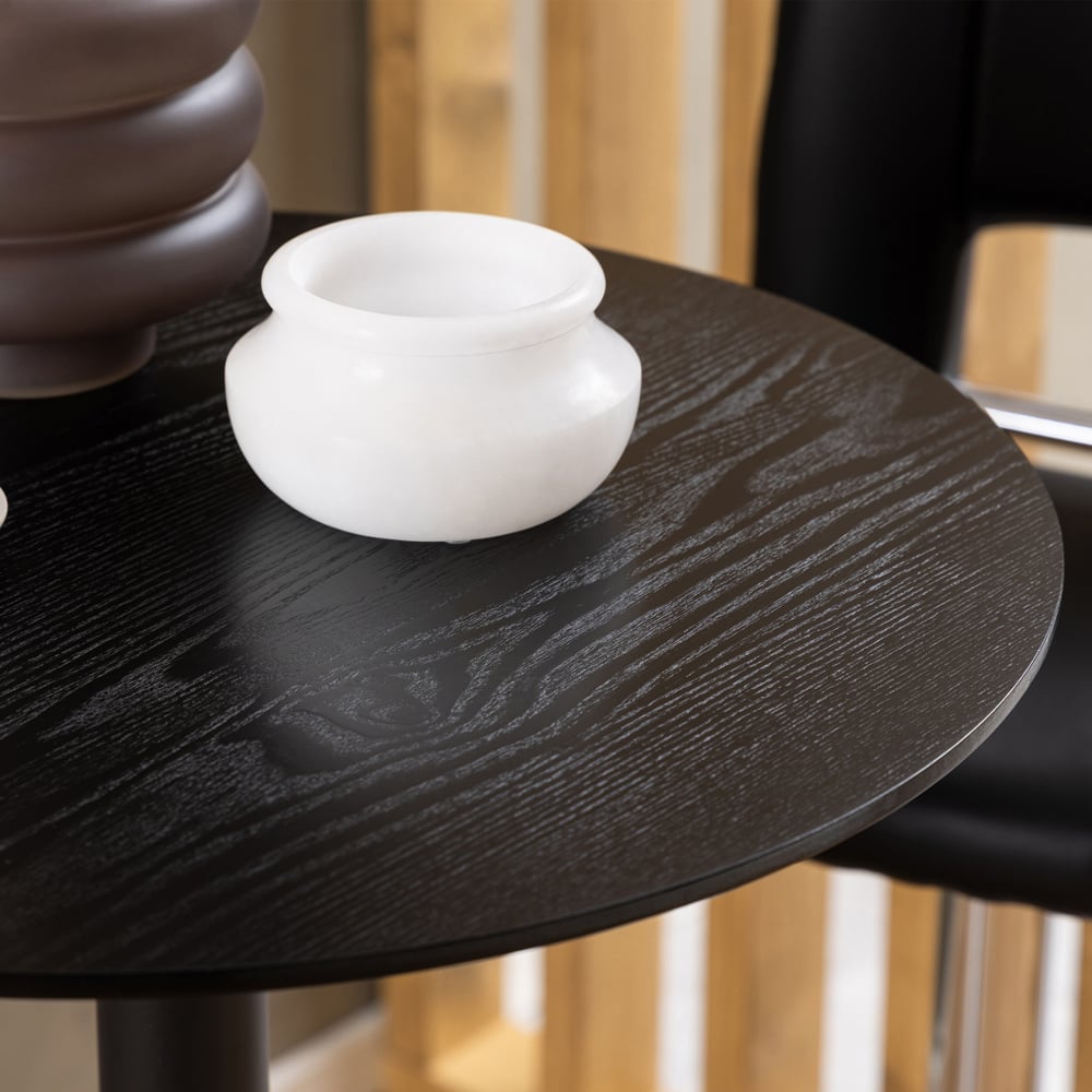 Florence Ibiza 4 Seater Tall Round Bar Table Black Ash and Matt Black Image 5