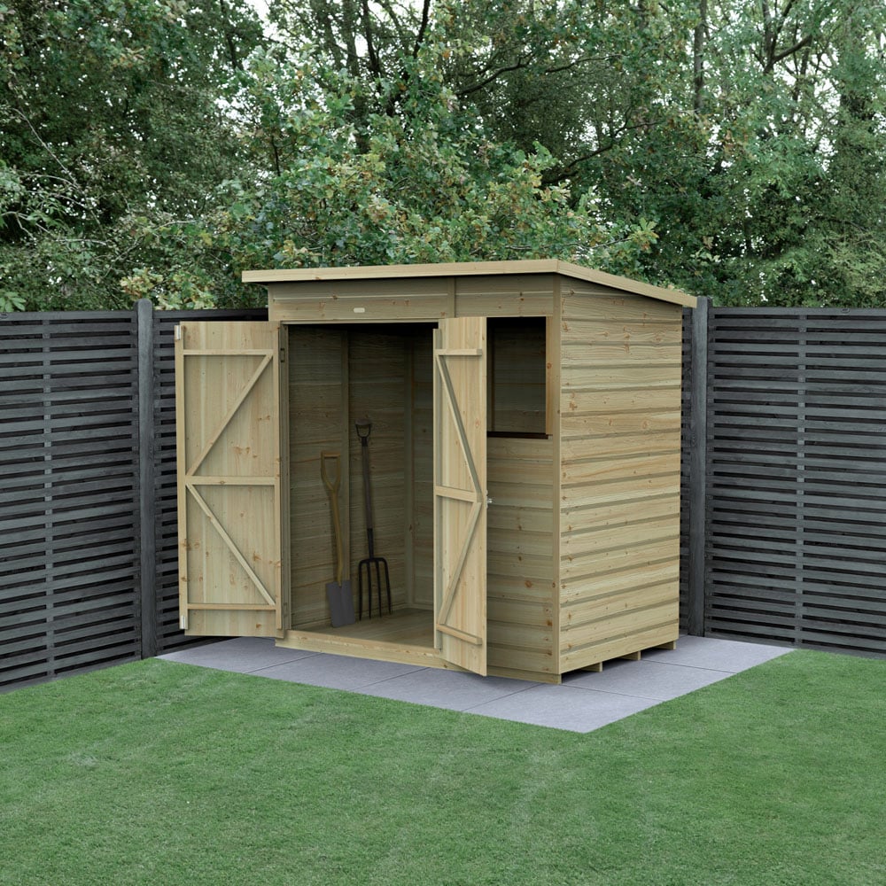 Forest Garden 6 x 4ft Beckwood Double Door 1 Window Pent Shed Image 2