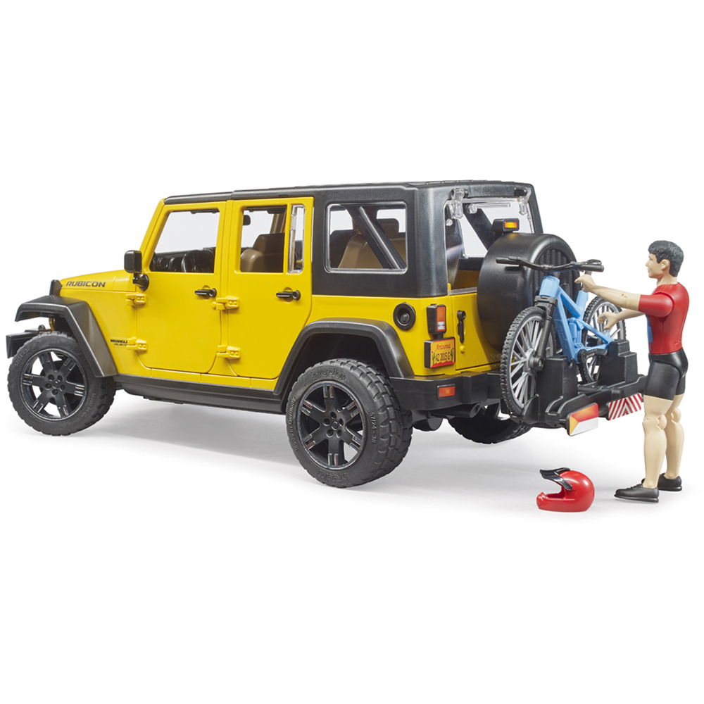 Bruder Kids Jeep Wrangler Unlimited Rubicon with Mountain Bike and Cyclist Playset Model Image 5