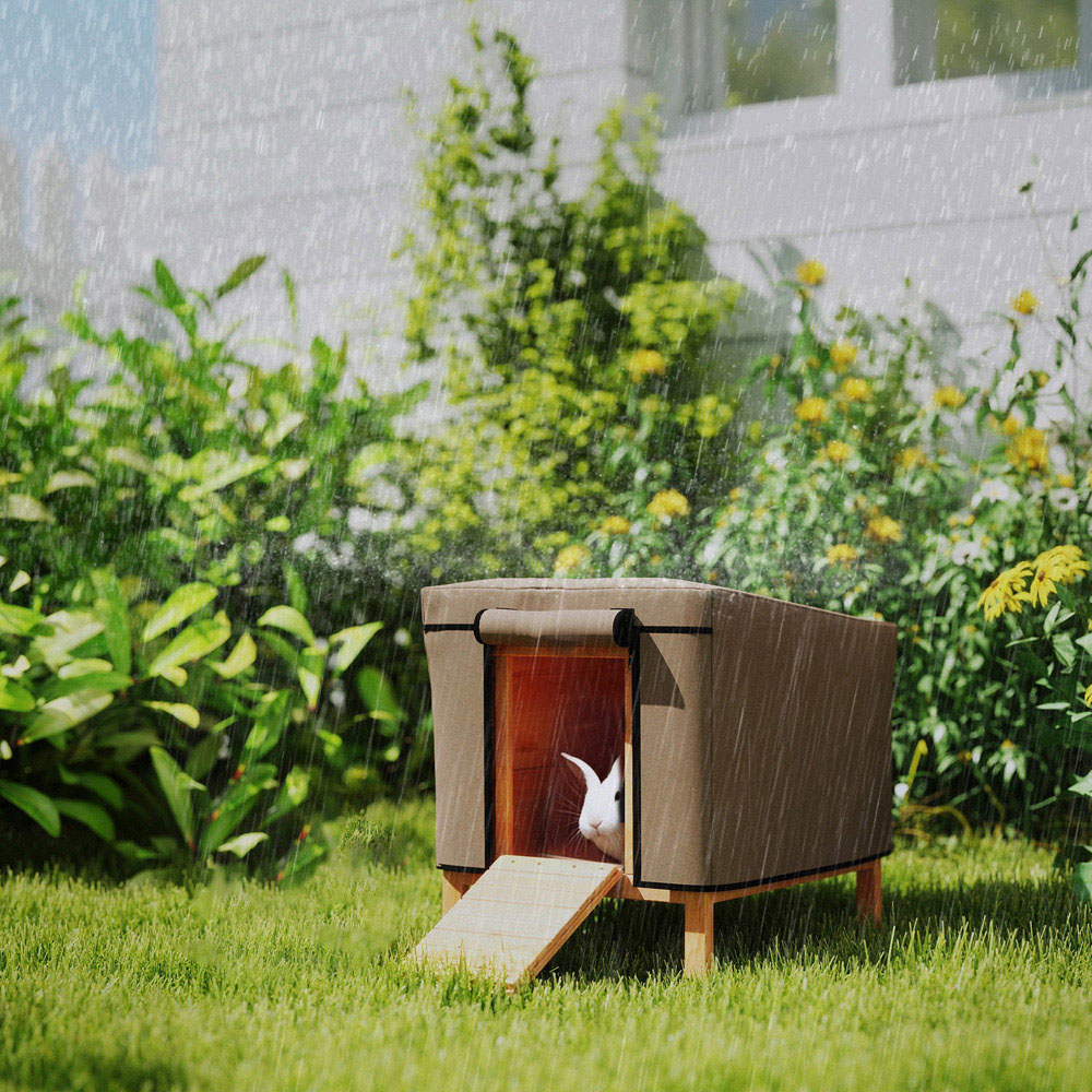 PawHut Brown Small Animal Pet Hutch Image 2