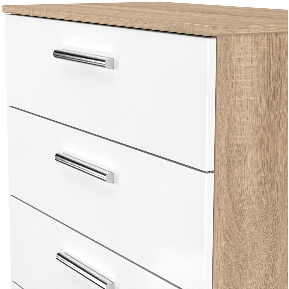 Crowndale Contrast 5 Drawer White Matt and Bardolino Oak Chest of Drawers Ready Assembled Image 5