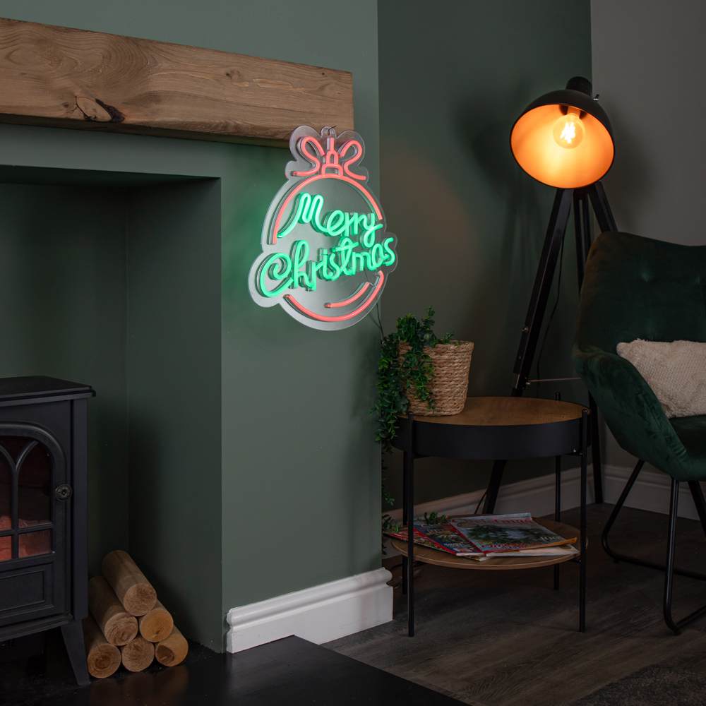 Samuel Alexander Red and Green Neon Flex Merry Christmas Light Up Decoration Image 4