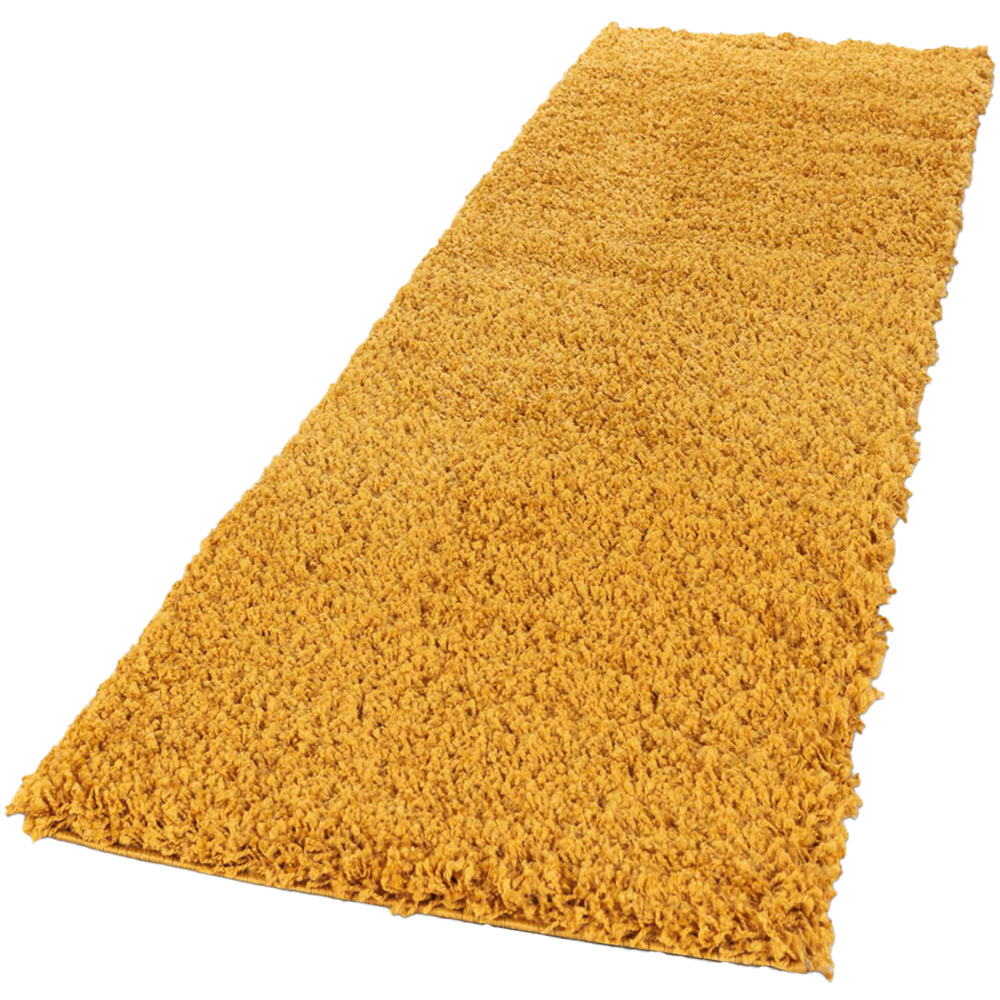 Desire Rugs Oxford Gold Plain Shaggy Runner Rug 60 x 220cm Image 1