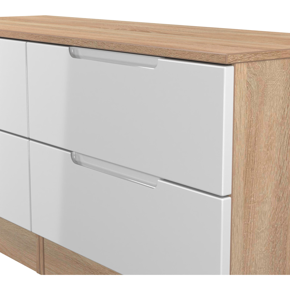 Crowndale Milan 4 Drawer White Gloss and Bardolino Oak Bed Box Ready Assembled Image 4