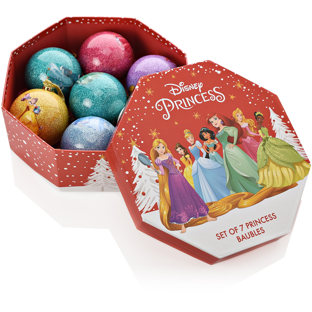 Disney Princess Glass Baubles 7 Pack Image 1