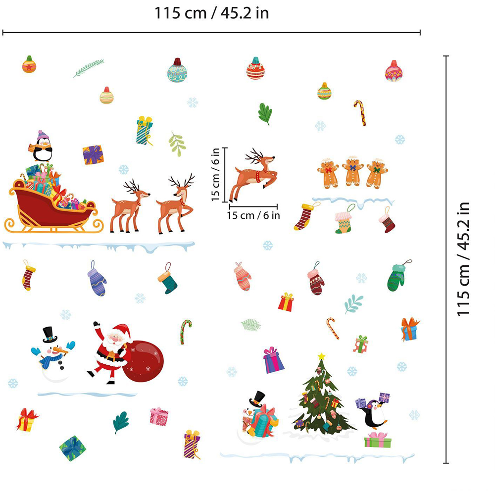 Walplus Christmas Day Colourful Cartoon Self Adhesive Wall Stickers 75 Piece Image 5