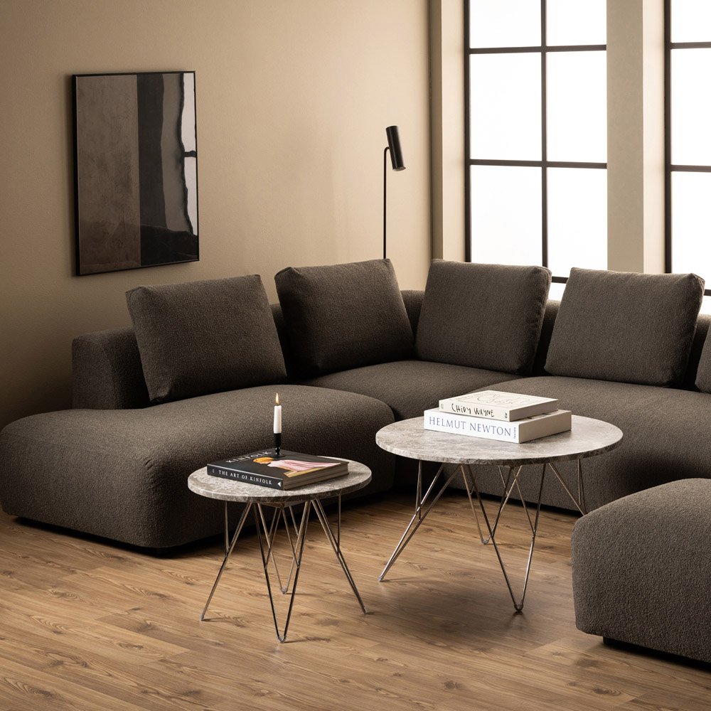 Florence Prunus Grey and Brown Marble Top Round Side Table Image 8