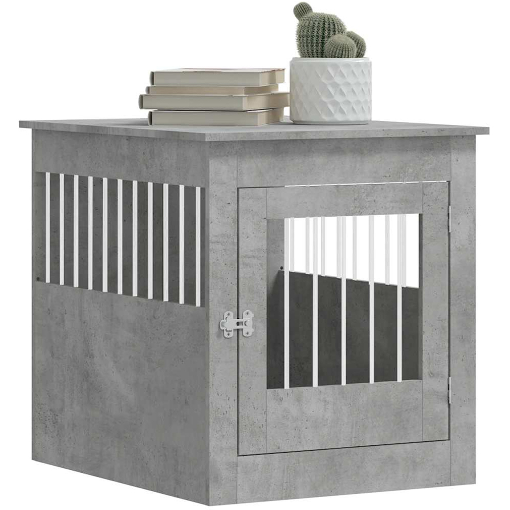 vidaXL Concrete Grey Processed Wood Dog Crate Furniture 64.5 x 80 x 71cm Image 3