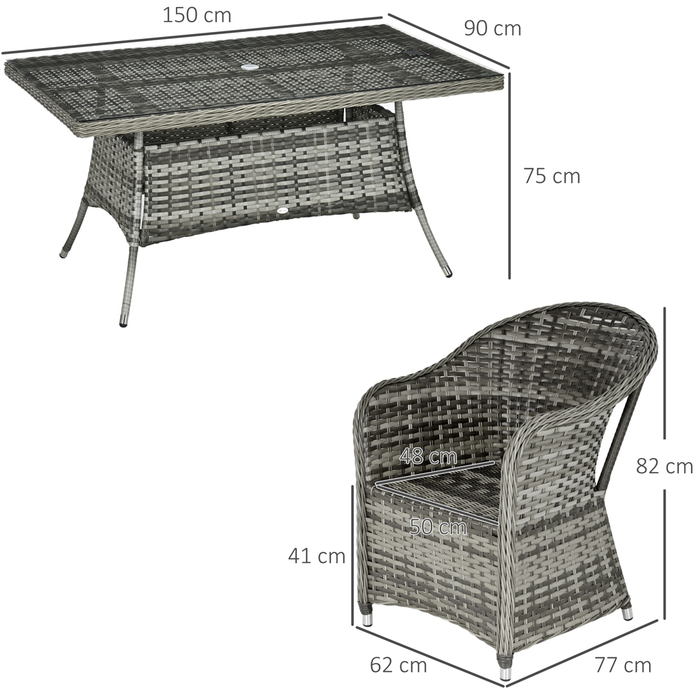 Outsunny 6 Seater Grey PE Rattan Garden Dining Set Image 7