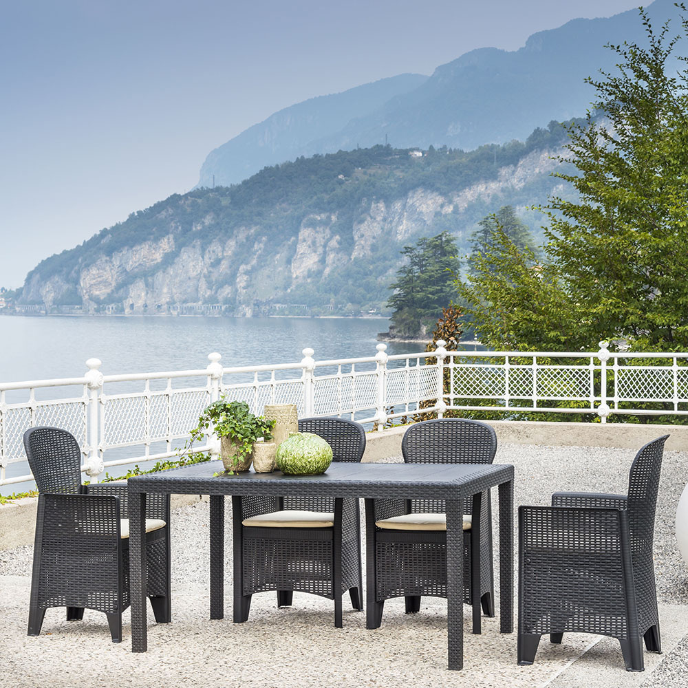 Outdoor Living Campania Rattan 4 Seater Garden Dining Set Grey Image 1