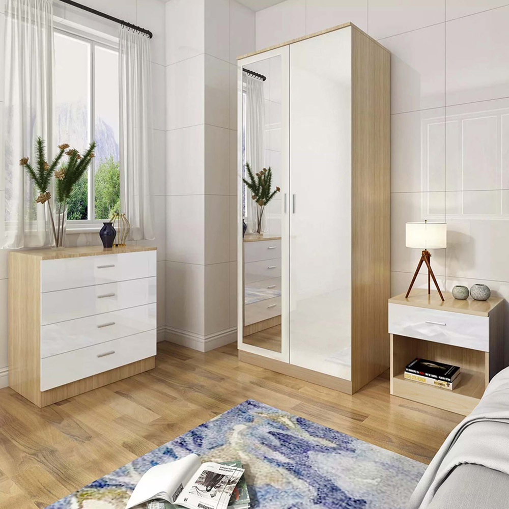 Brooklyn White High Gloss 3 Piece Bedroom Furniture Set Image 1