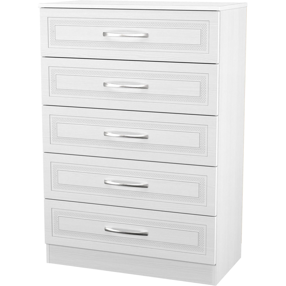 Crowndale Dorset 5 Drawer Signature White Chest of Drawers Ready Assembled Image 4