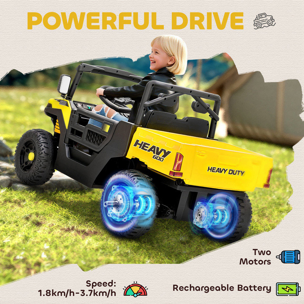 Tommy Toys AIYAPLAY Yellow Kids Ride on Electric UTV Car 12V Image 4