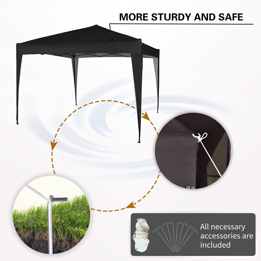 Black Pop Up Outdoor Gazebo 2 x 2m Image 4
