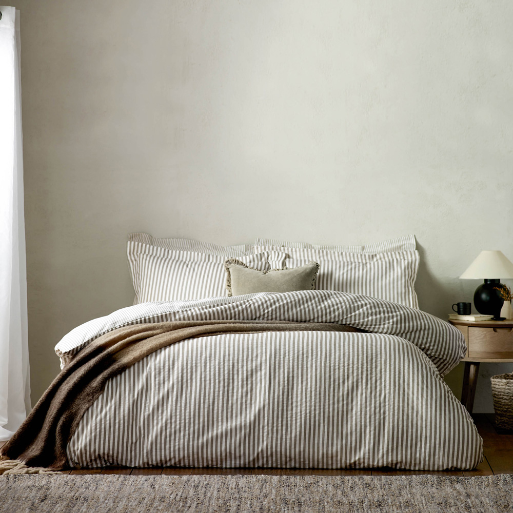 Yard Hebden Double Melange Stripe Cotton Mole Duvet Set Image 5