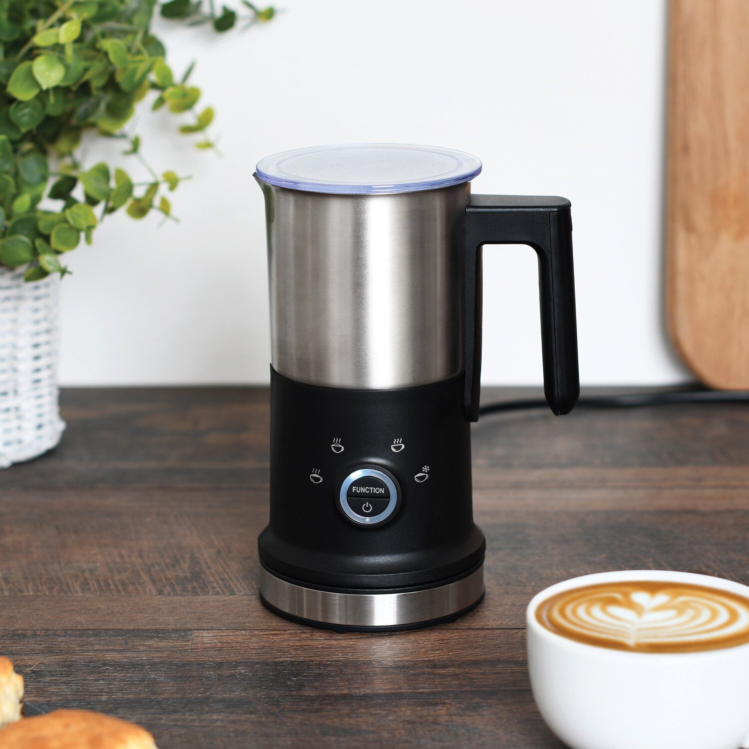 Kitchen Master Stainless Steel Milk Frother with LED Indicator Black and Silver Image 1