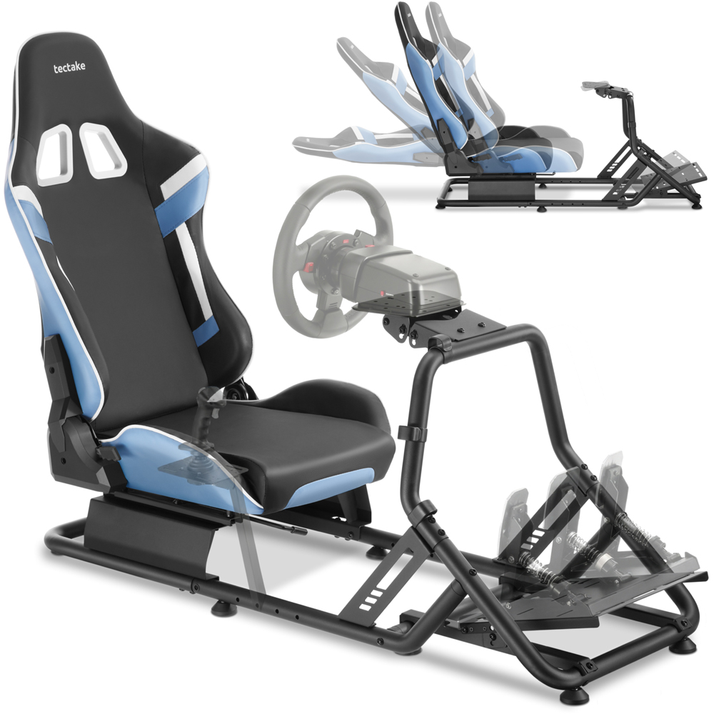 tectake Black and Azure Racing Seat Gaming Chair Image 2