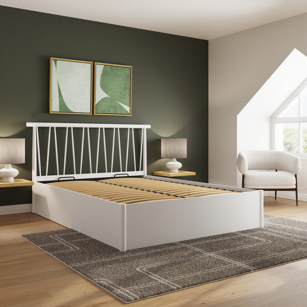 GFW Fusum Double White Spindle Wooden Ottoman Bed Image 6