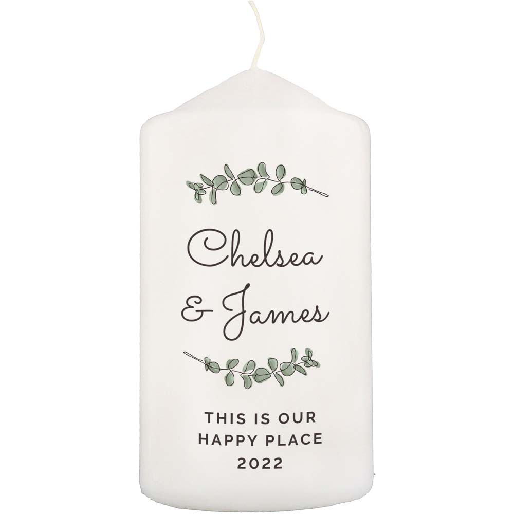 Personalised Memento Personalised Botanical Pillar Candle Image 1