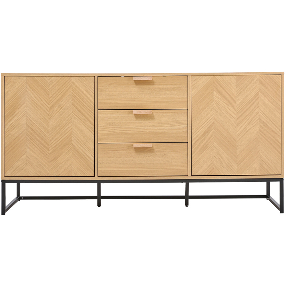 H&O Direct 3 Drawers Wooden Side Cabinet Image 2
