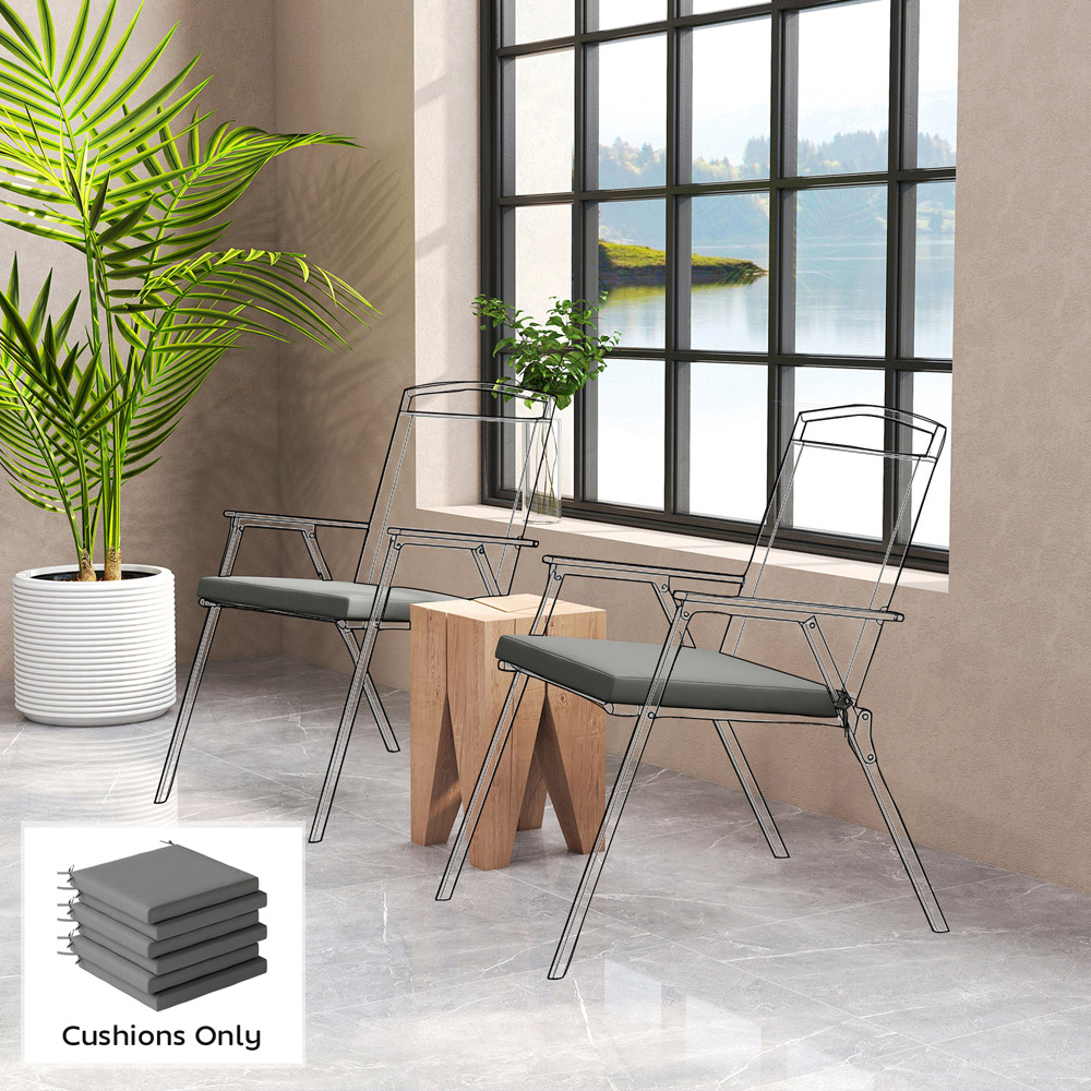 Outsunny Dark Grey Seat Cushion with Machine Washable Cover 46 x 42cm 6 Pack Image 2