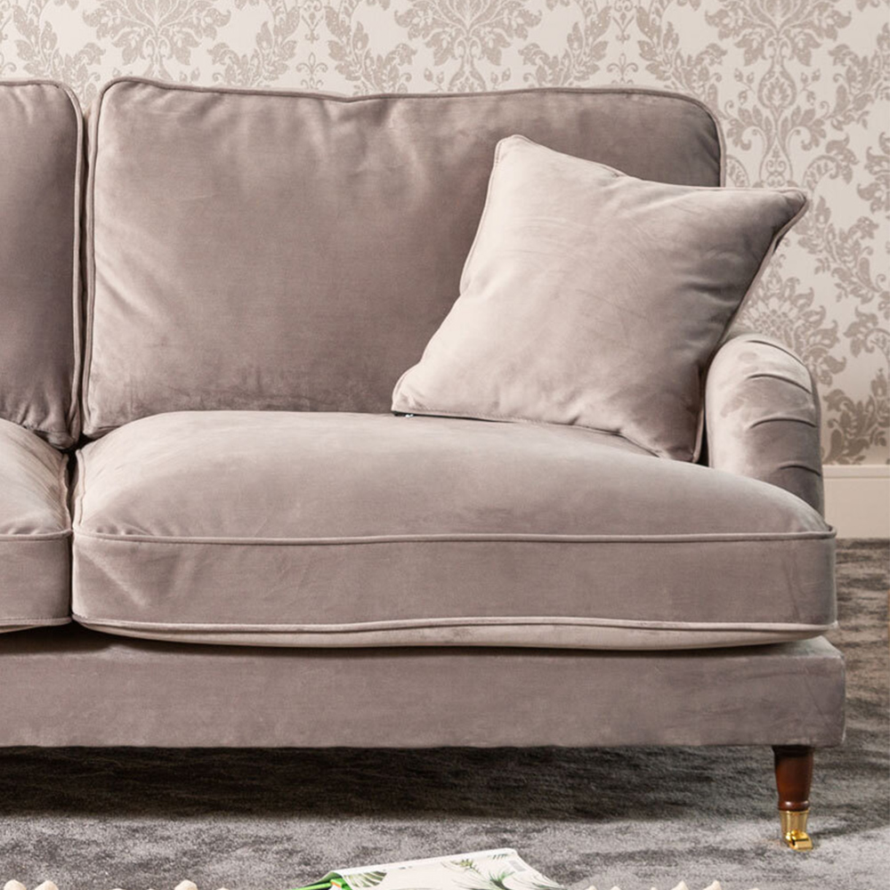Mackenzie 3 Seater Grey Plush Velvet Sofa Image 2