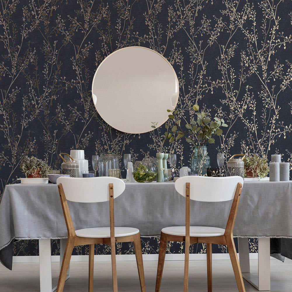Boutique Breeze Sprig Navy Wallpaper Image 3