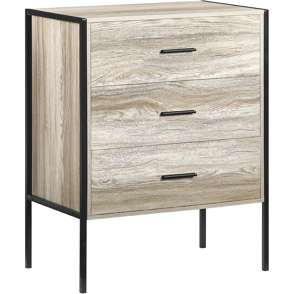 Vida Designs Brooklyn 3 Drawer Grey Rustic Metal Frame Chest of Drawers Image 2