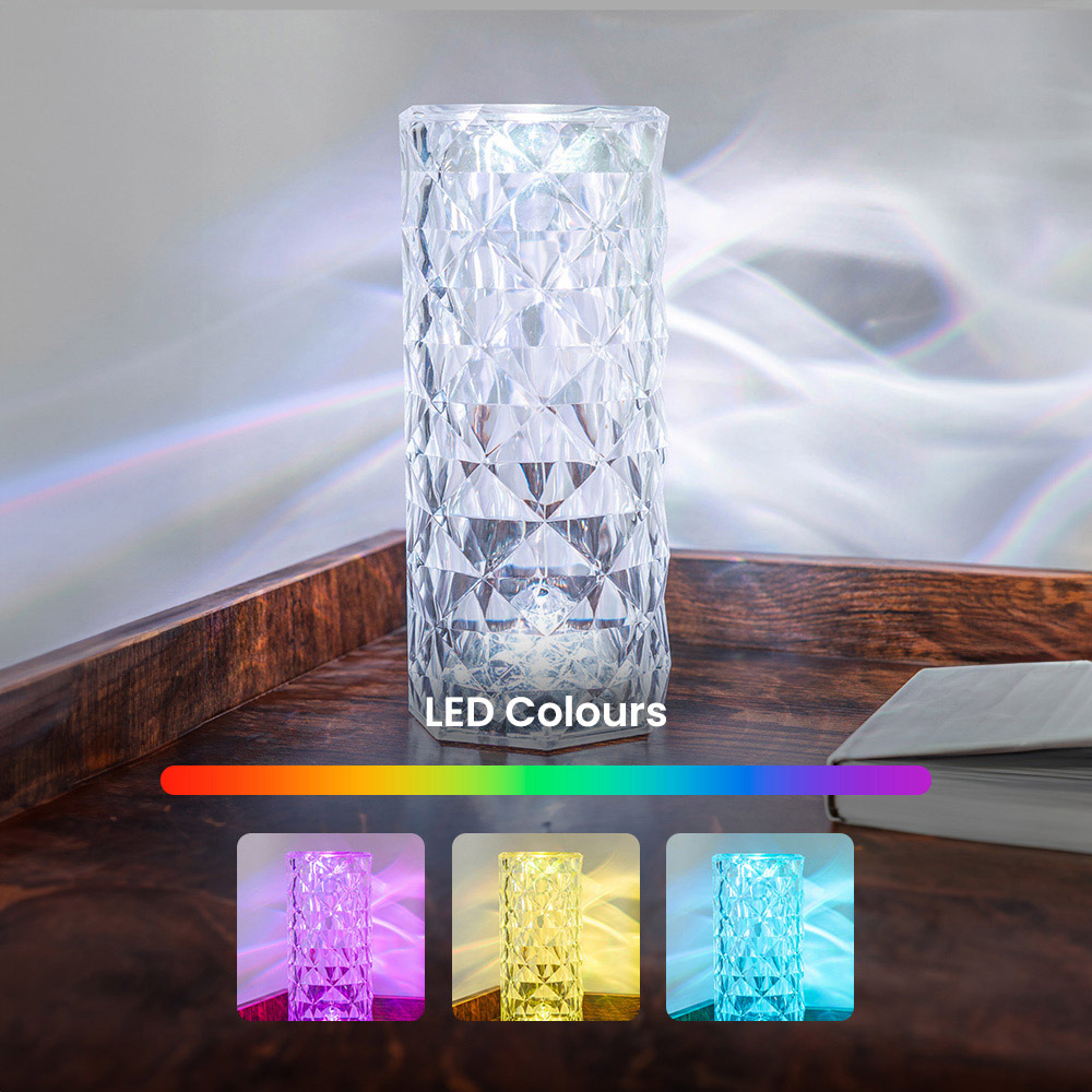 ValueLights Rose RGB Crystal Style LED Table Lamp Image 6