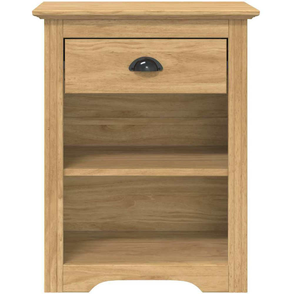 vidaXL Bodo 2 Shelf Single Drawer Honey Brown Wooden Bedside Cabinet Image 4