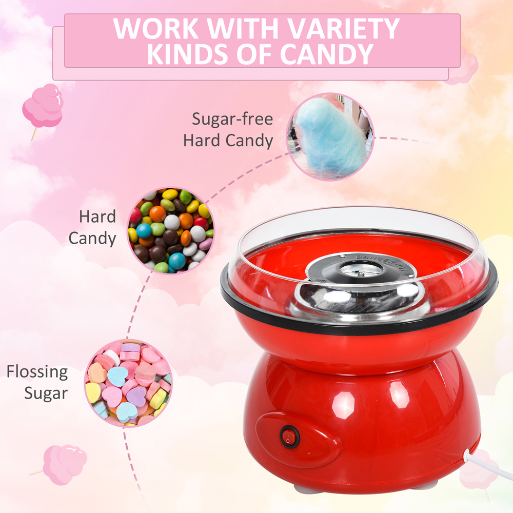 HOMCOM 800-060RD 450W Red Non-Stick Electric Candyfloss Machine Kit Image 8