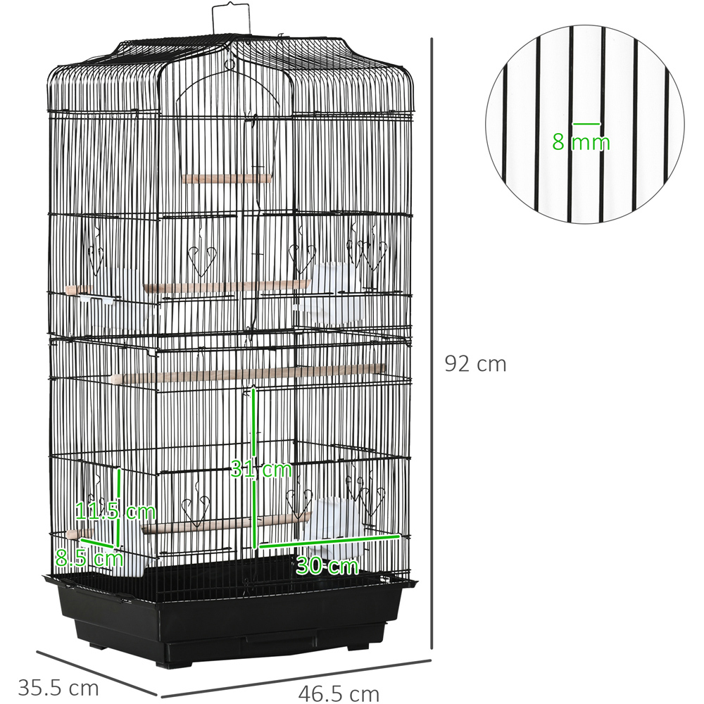 PawHut Black Large Bird Cage with Stand 92 x 47 x 36cm Image 9