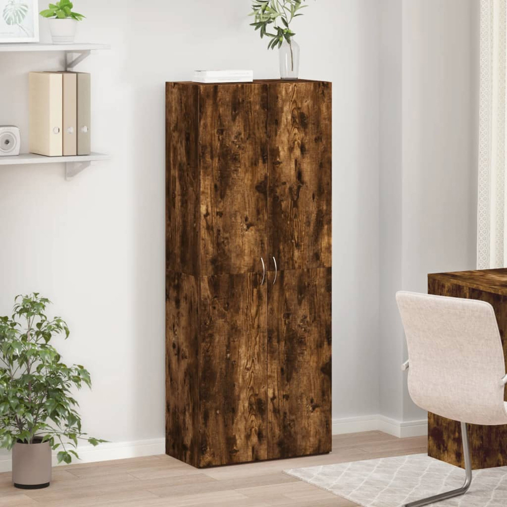 vidaXL 2 Door 4 Compartment Smoked Oak Tall File Cabinet Image 8