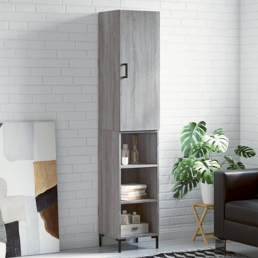 vidaXL Single Door 3 Shelf Grey Sonoma Highboard Image 1