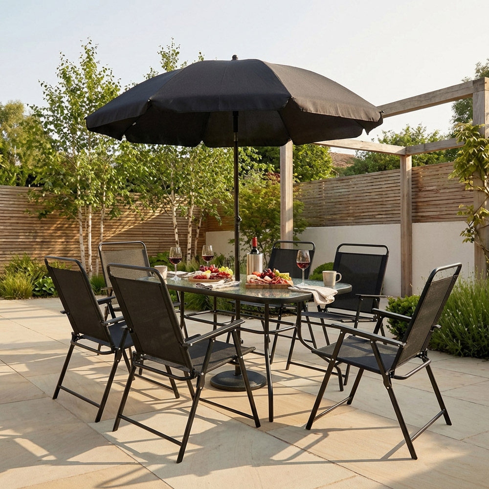 Arosa 6 Seater Dining Table and Chair Set - Black Image 3
