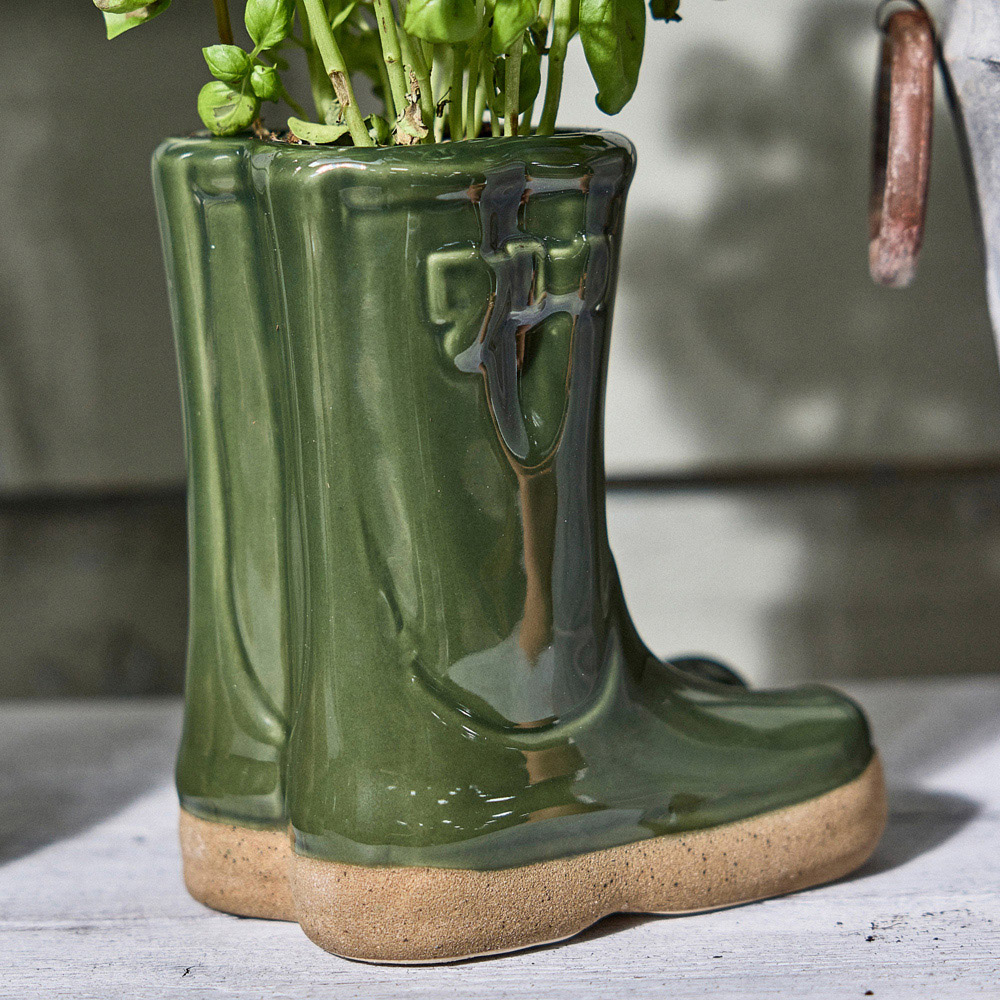 Dibor Dark Green Double Wellington Planter 17cm Image 4