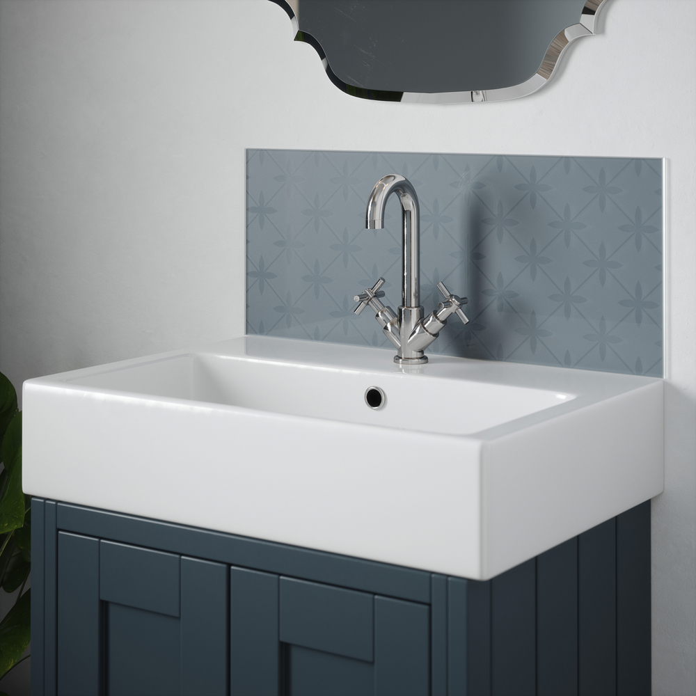 Laura Ashley Wicker Chalk Blue Glass Bathroom Splashback 600 x 250 x 4mm Image 2