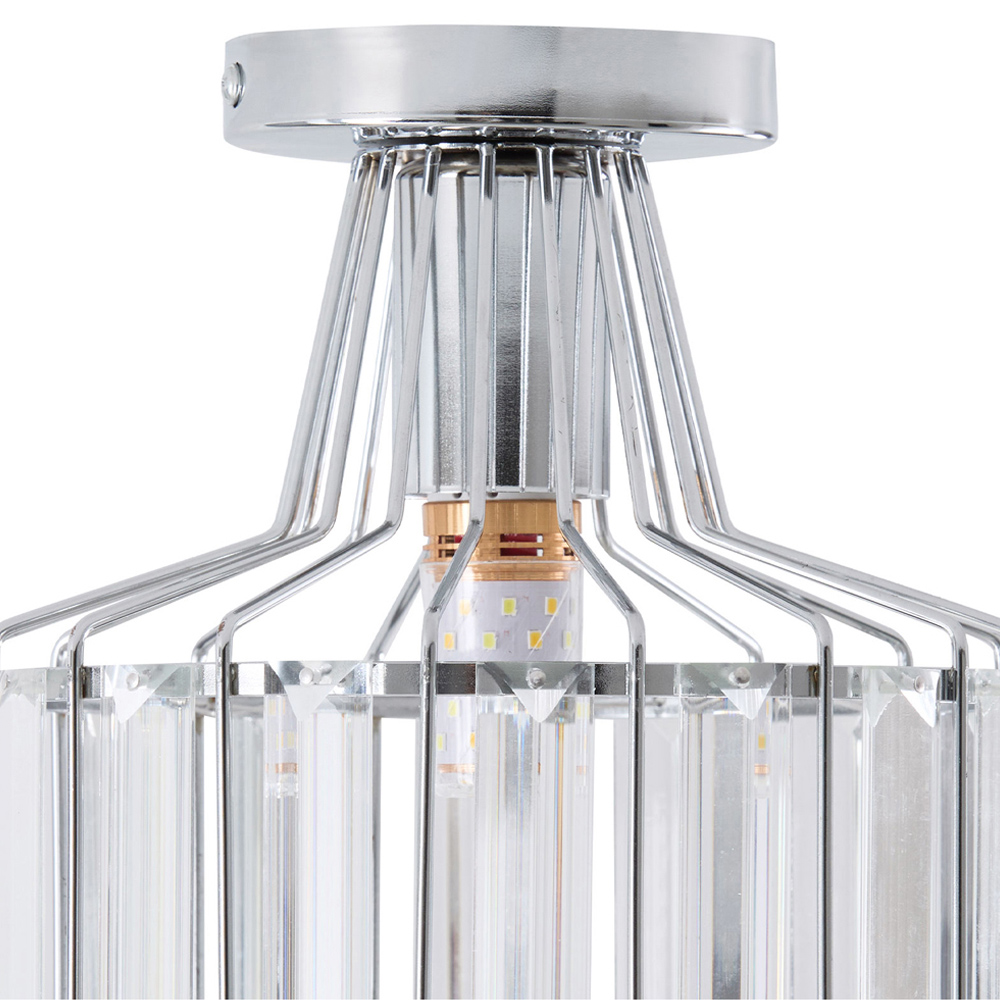 Living and Home E27 Screw Chrome Crystal Ceiling Light Image 3