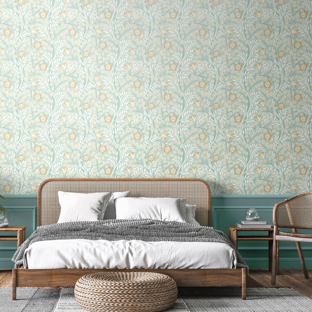 Hoopla Walls Rosehip Trail Seafoam Non Woven Wallpaper Image 2