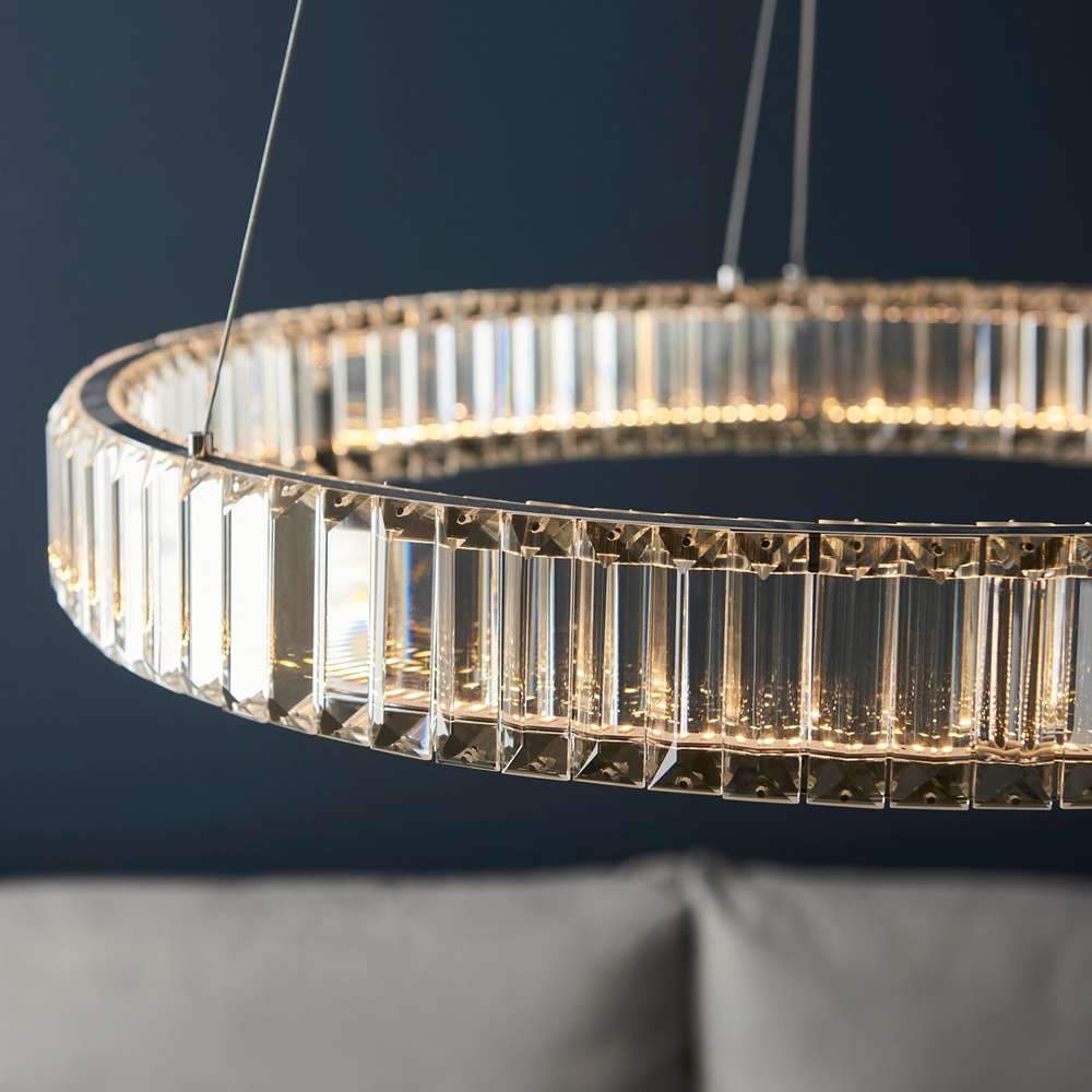 Merano Foggia Chrome Plate Crystal Pendant Ceiling Lamp Image 4
